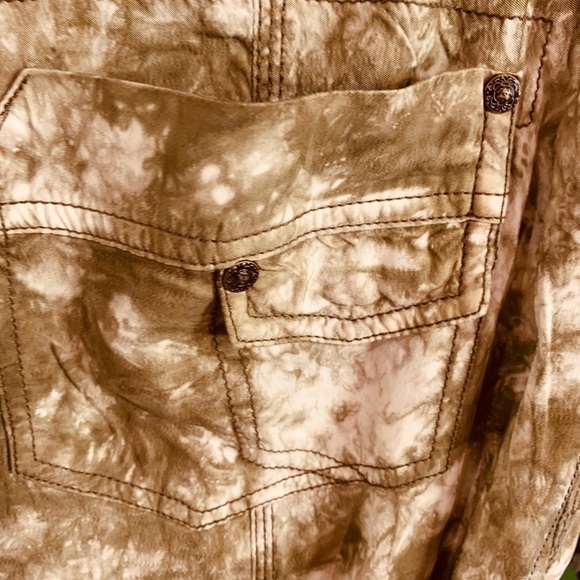 Marrakech  Anthropologie poplin Jogger Pants Green Tie Dye Lightweight 26 - Picture 9 of 12